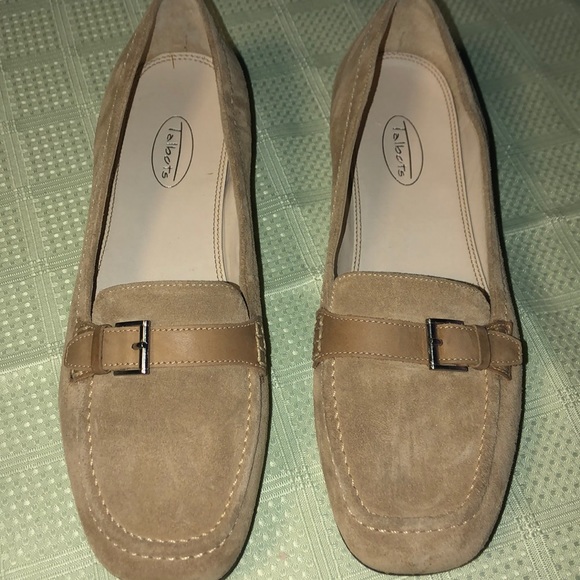 Talbots Women’s Cream Leather Suede Loafers - Picture 1 of 8
